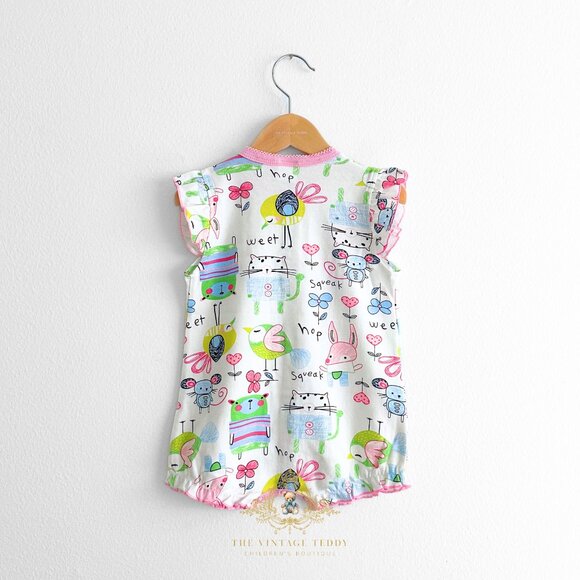 NWT Cute Girls Romper One-piece Short Sleeve Shorts Little Bird & Friends 12-18M - Picture 2 of 3